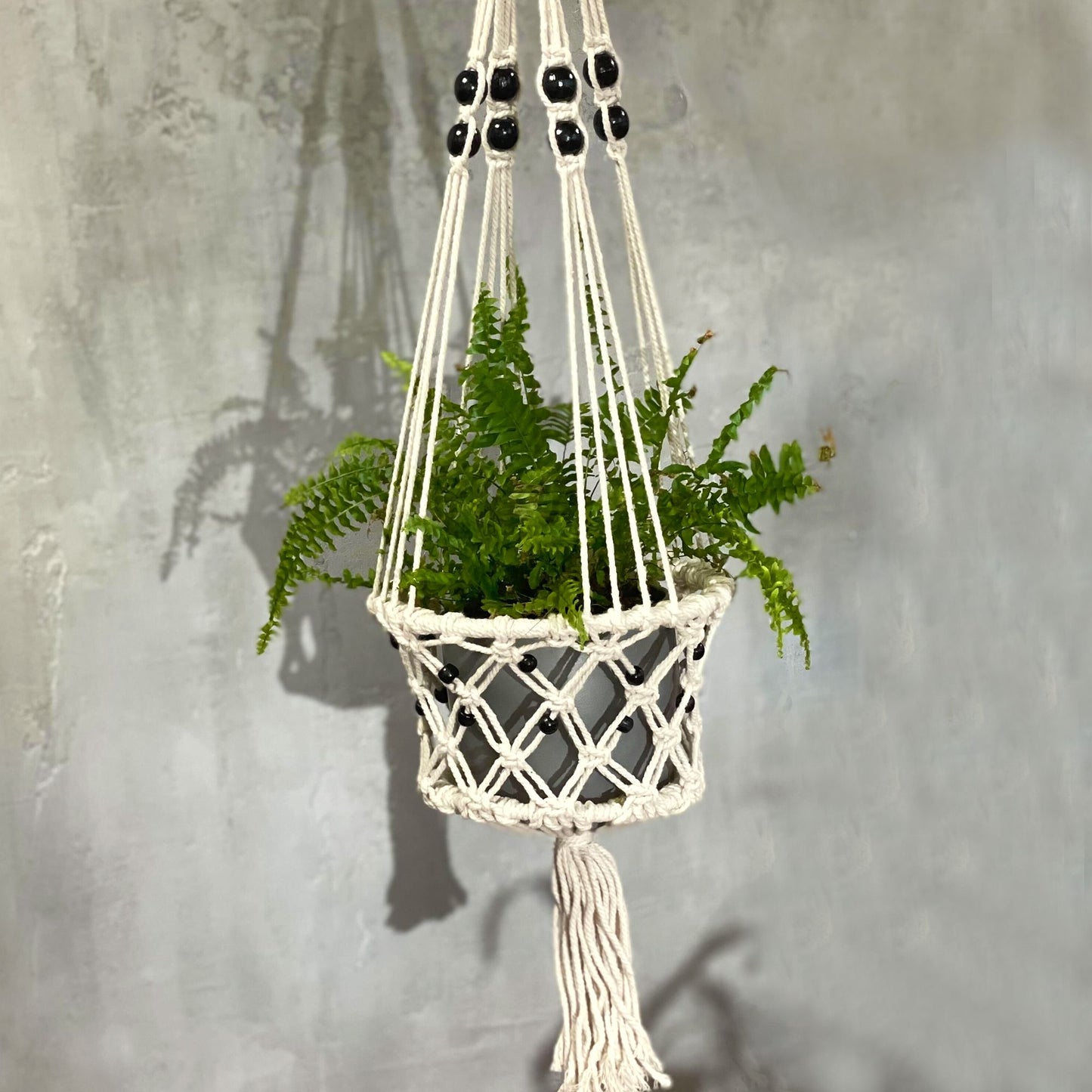 Macetero de Macrame - Gran con Cuentas