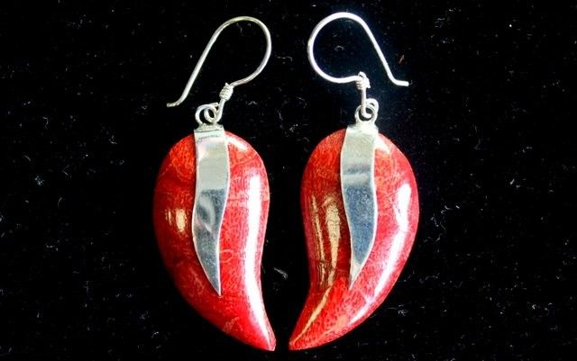 Pendiente de plata 925 estilo coral - Mangos