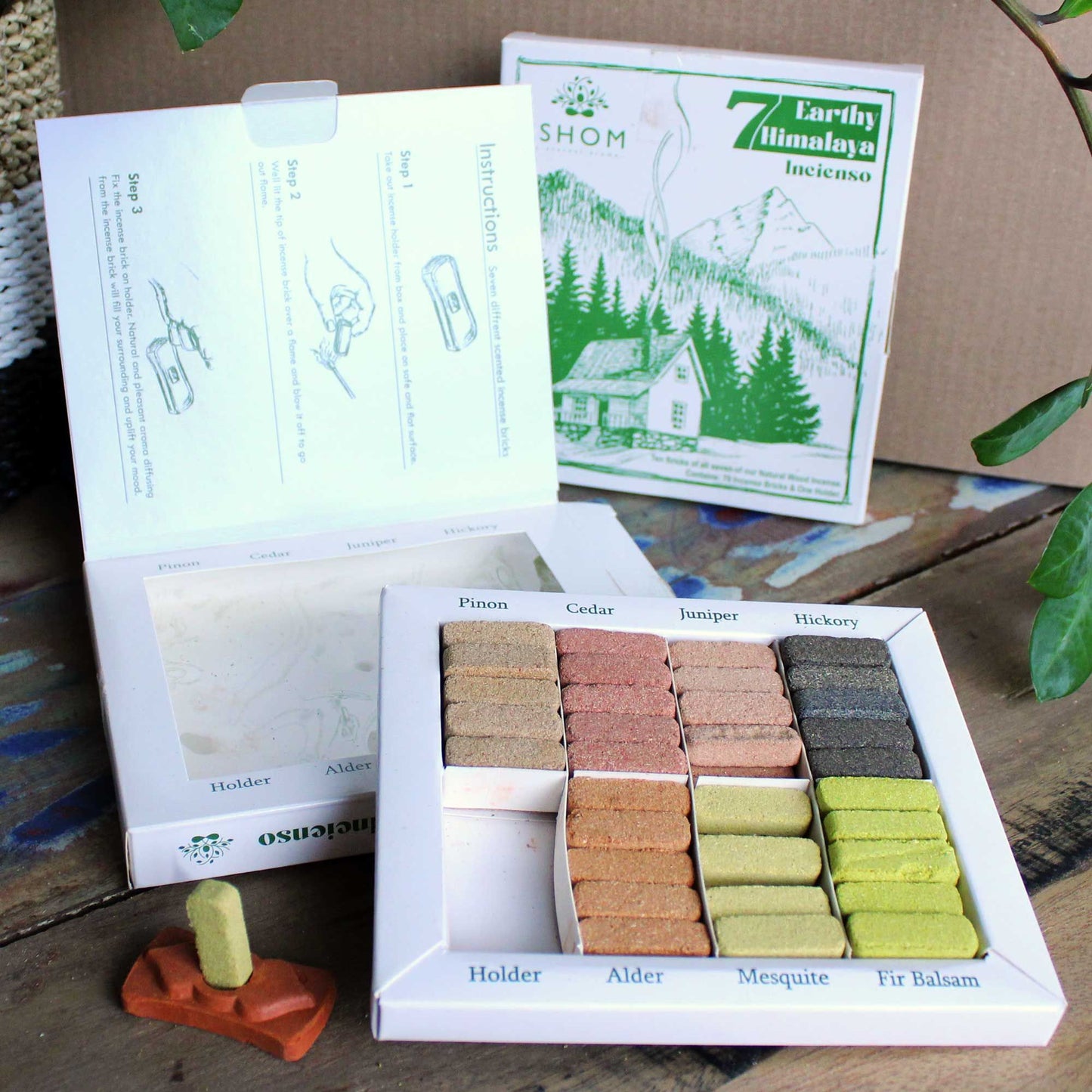 Juego de 70 ladrillos para incienso y quemador - 7 Earthy Himalaya Incenso