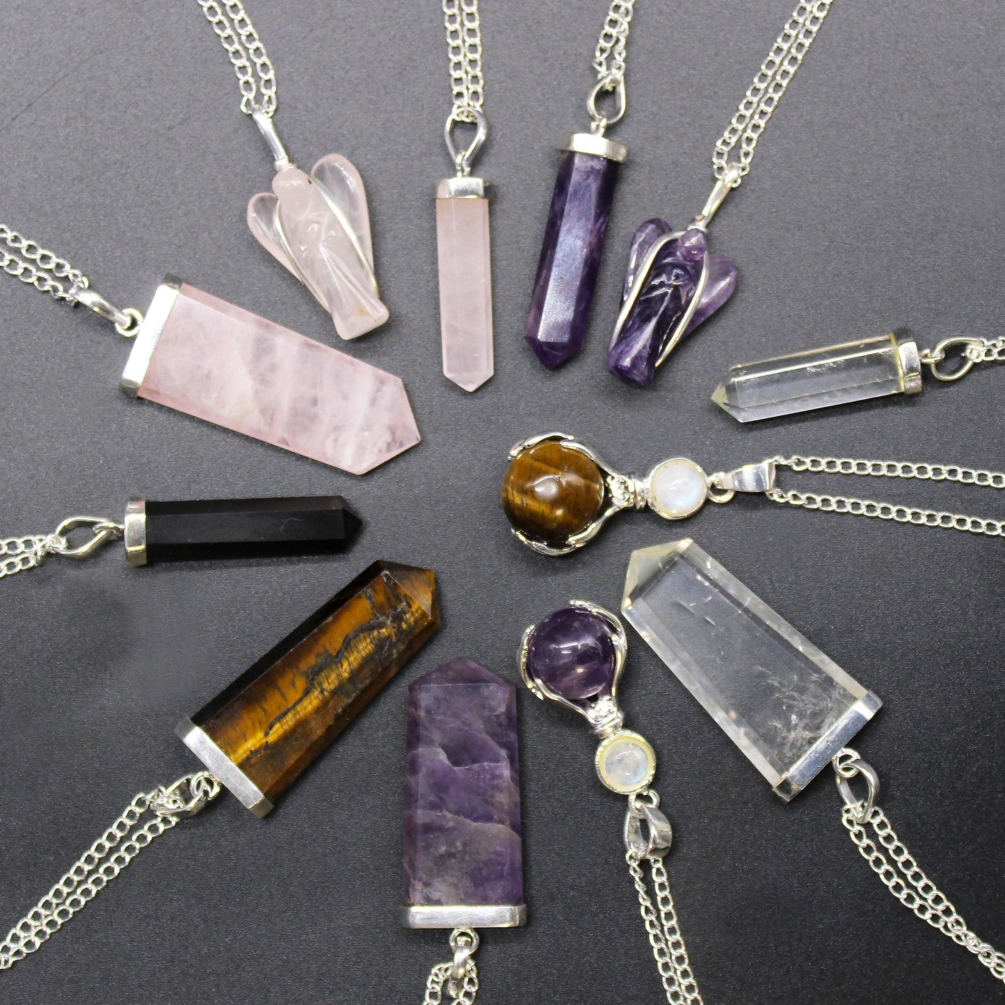 Colgante de Manos Curativas de Piedras Preciosas - Cuarzo Rosa