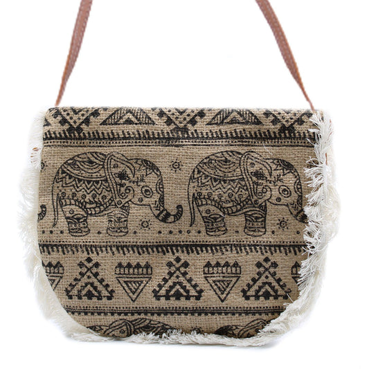 Bolso con flecos  - Estampado de Elefante