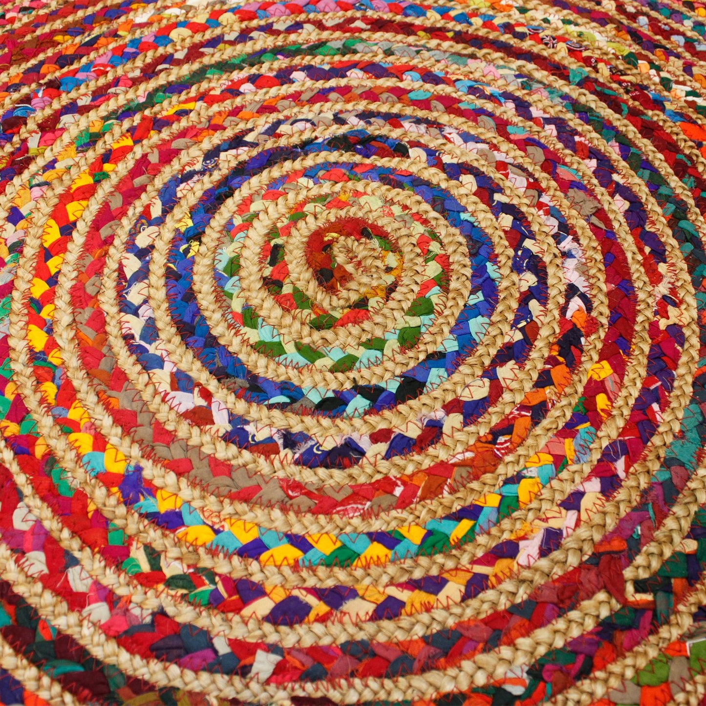 Alfombra Redonda de Yute y Algodón Reciclado - 90 cm