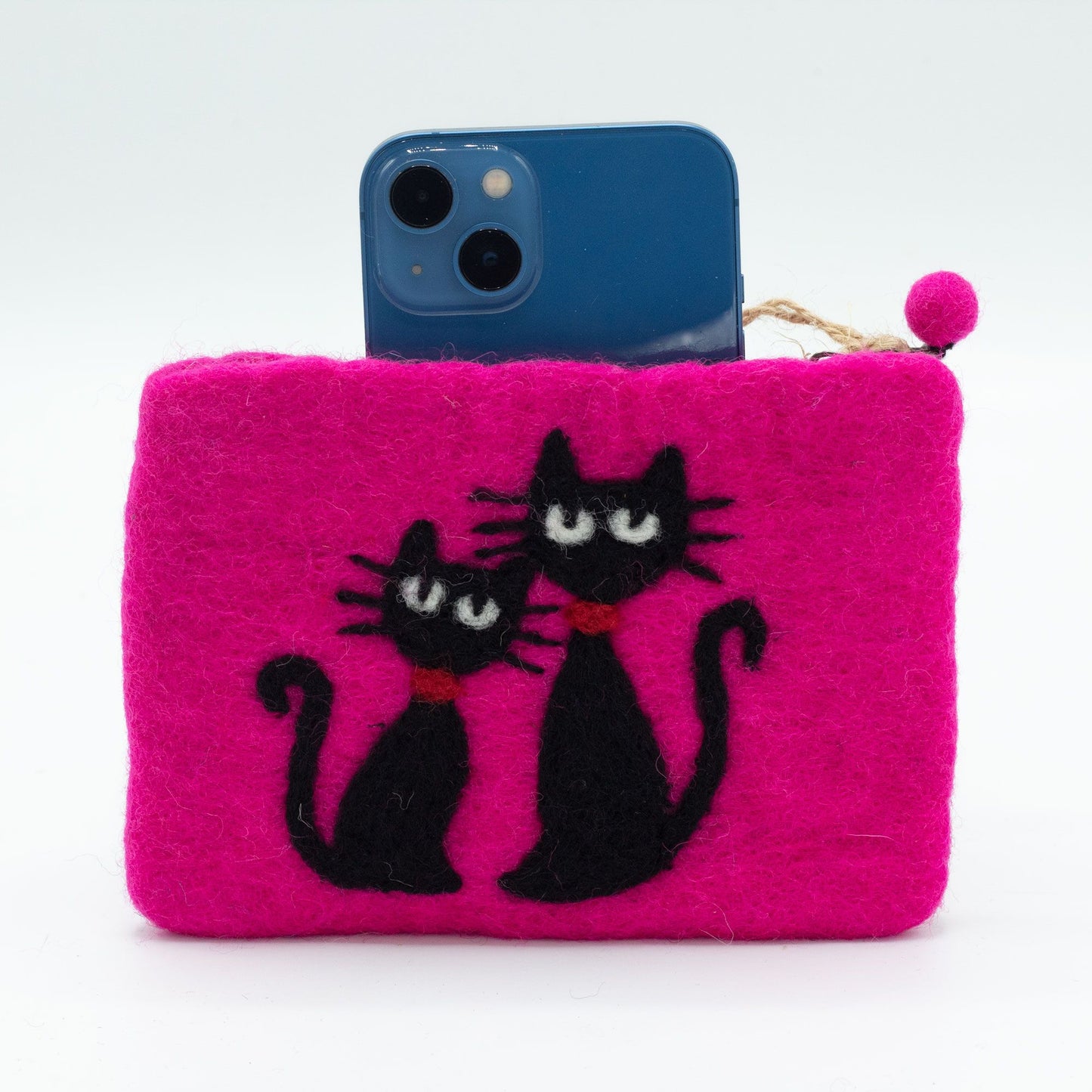 Estuche de fieltro natural con cremallera (surtido) - Dos gatos