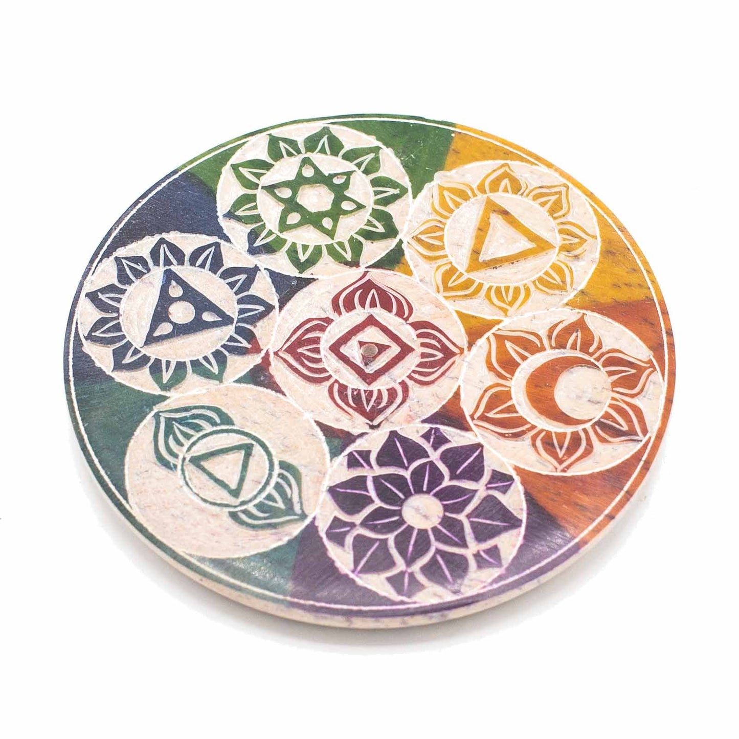 Porta Incienso de Cono en Disco de Esteatita 10 cm – Siete Chakras