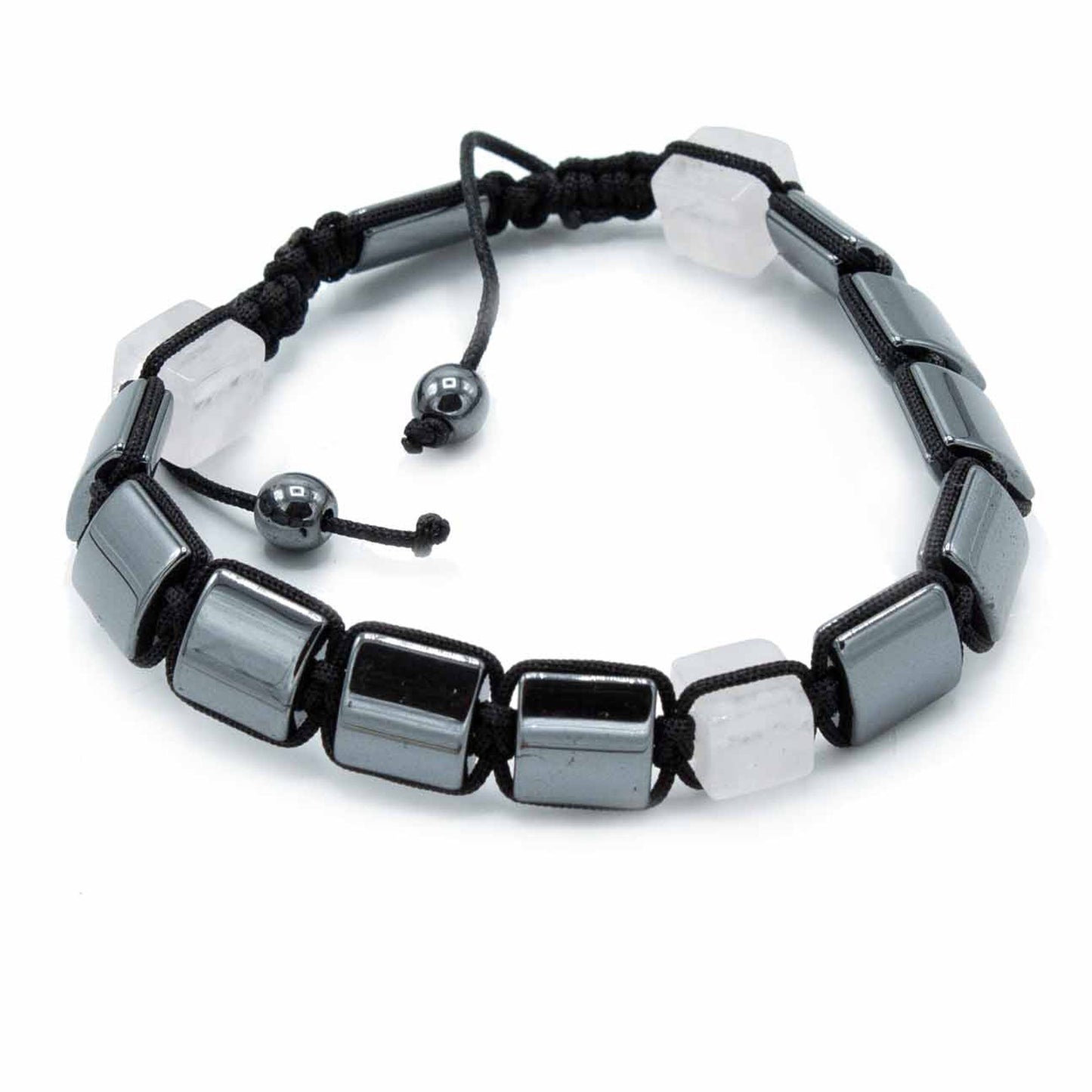 Pulsera Magnética Shamballa de Hematita - Cuboides Rosas