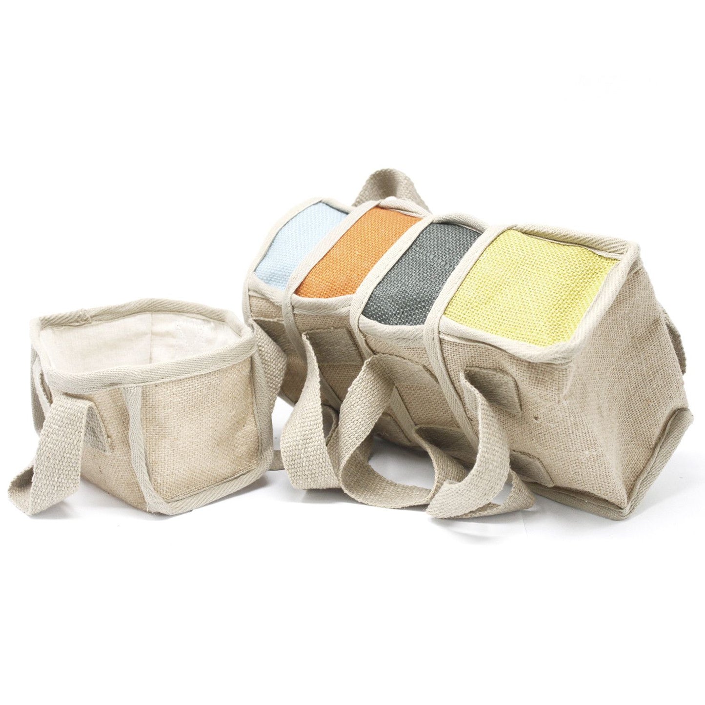 Cesta pequeña de yute - 16x10x12cm - Amarillo