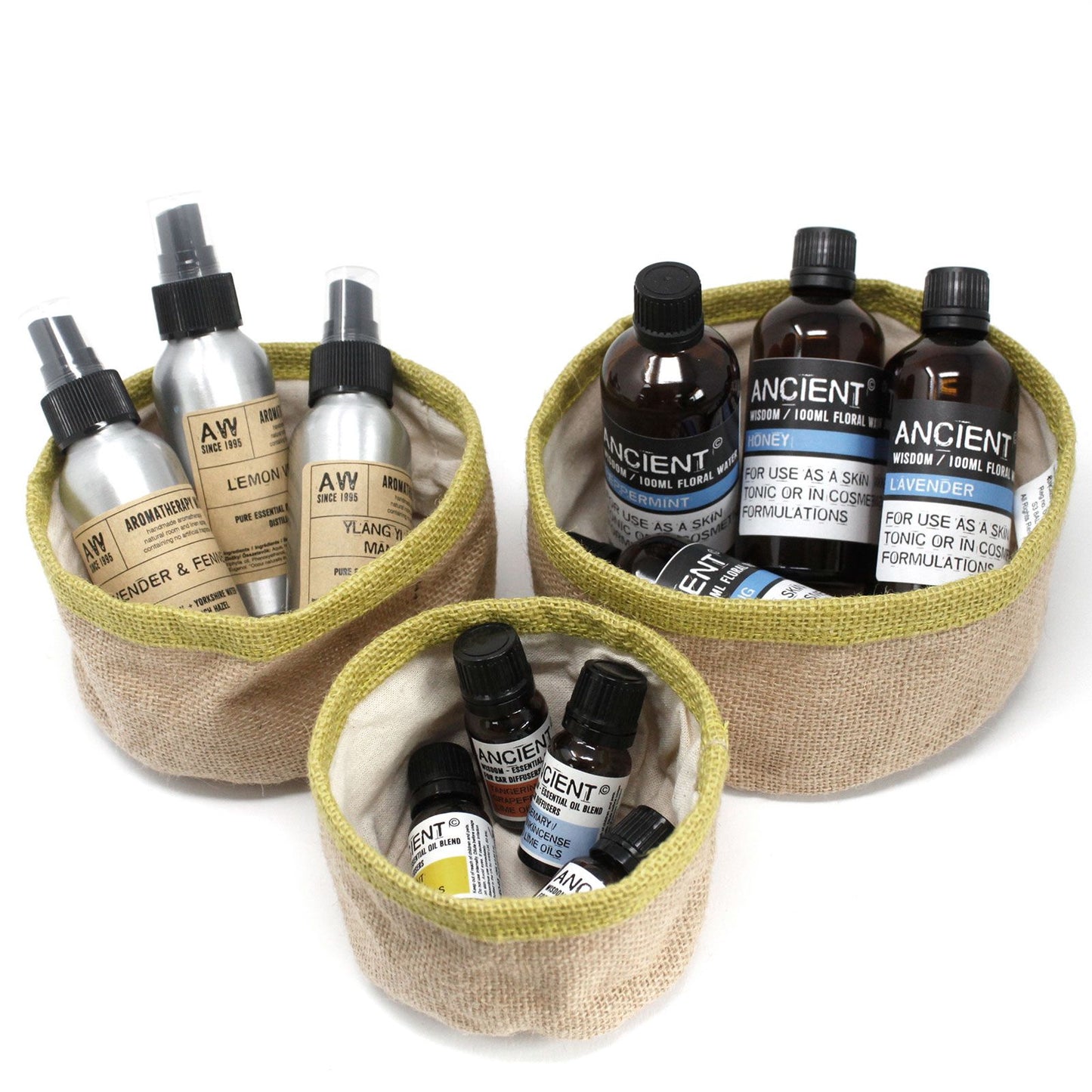 Conjunto de 3 cestas de yute natural - Cúrcuma