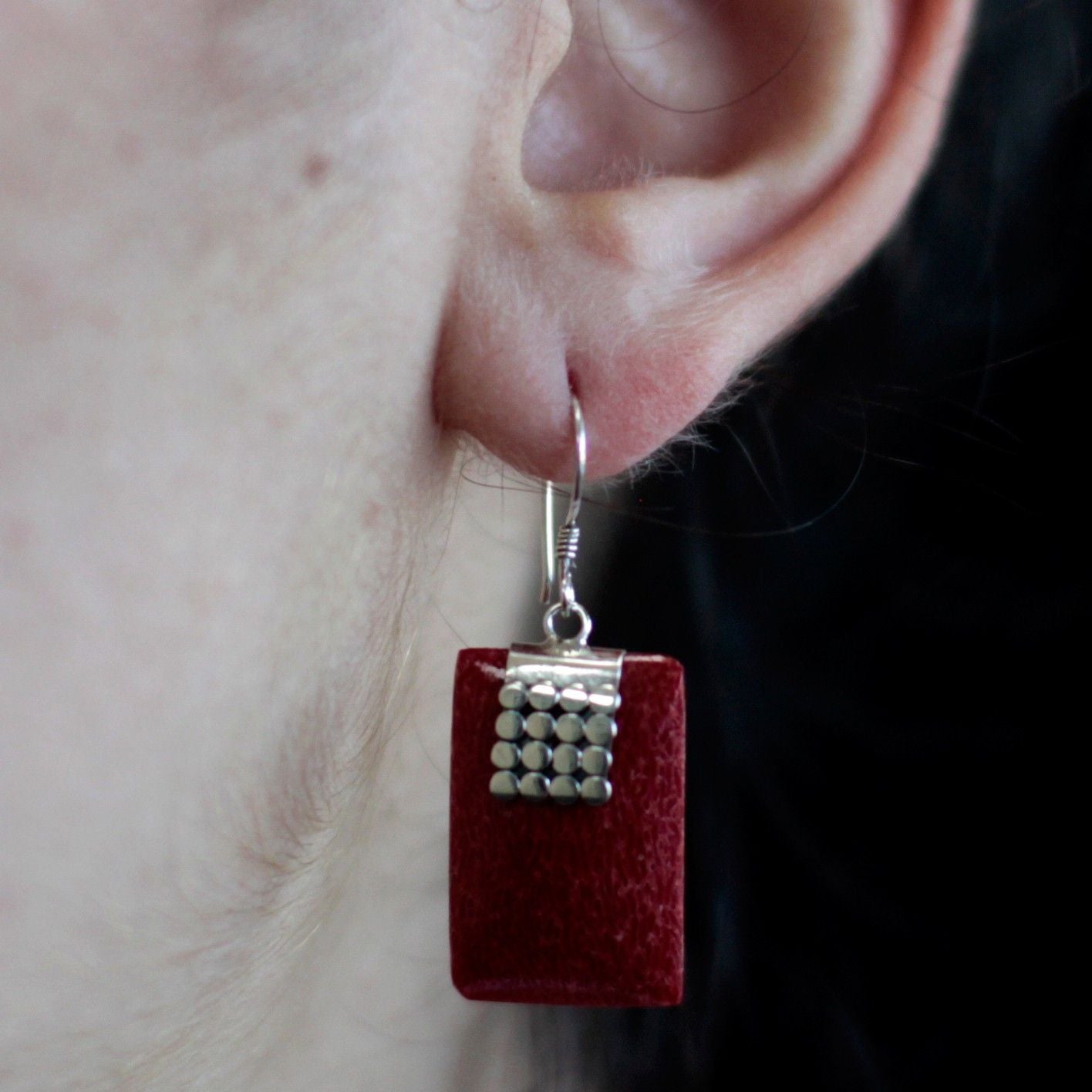 Pendientes de plata y coral - Mini Discos SQ