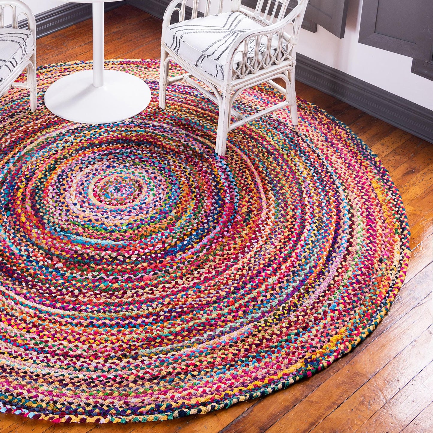 Alfombra Redonda de Yute y Algodón Reciclado - 90 cm