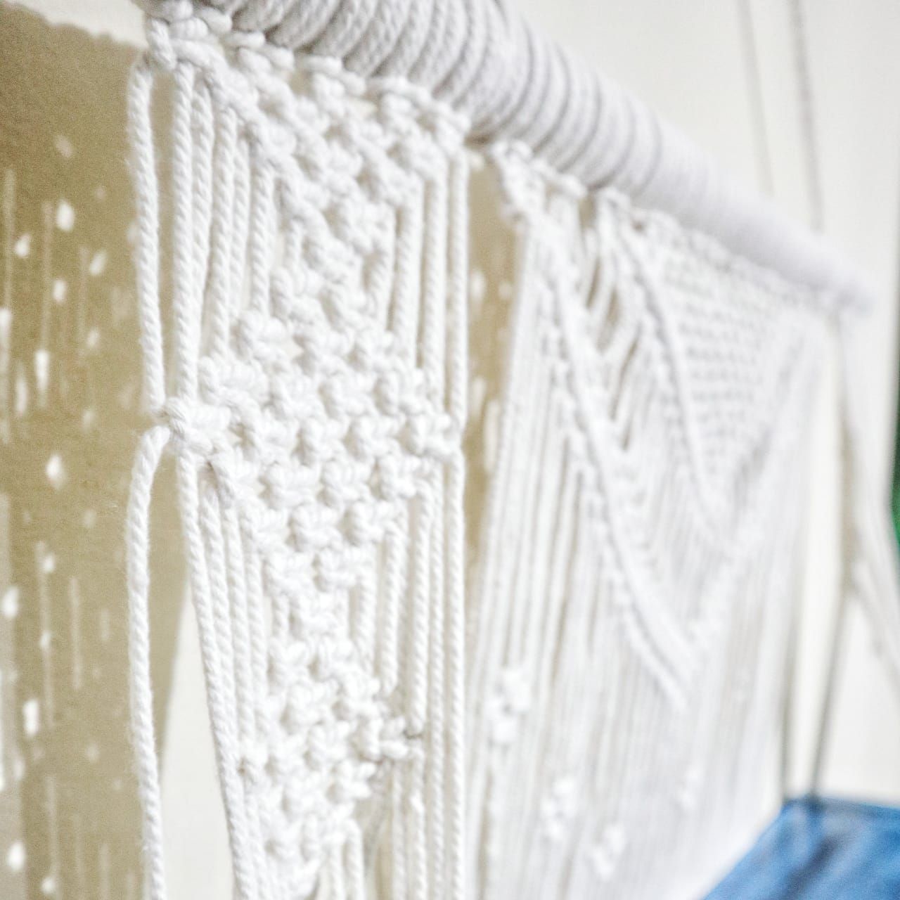 Estantes Colgantes de Macramé Natural - Azul