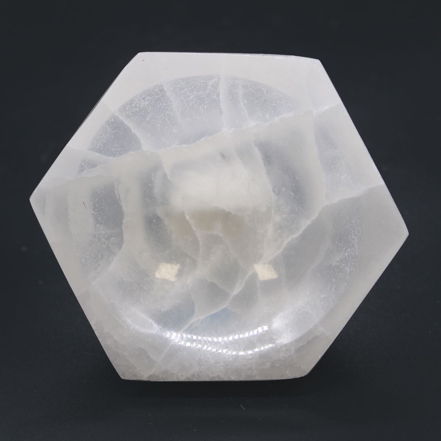 Cuenco hexagonal de selenita - 10cm