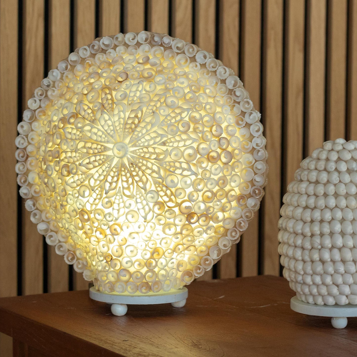 Lámpara Boho de Conchas Marinas - Concha Redonda Grande - 30 cm