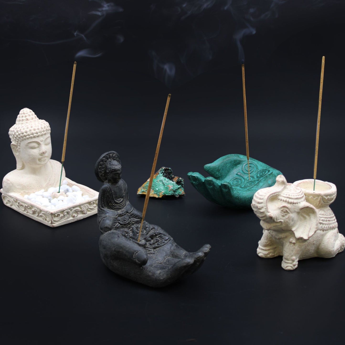 Quemador de incienso Buddah & Hand (negro)
