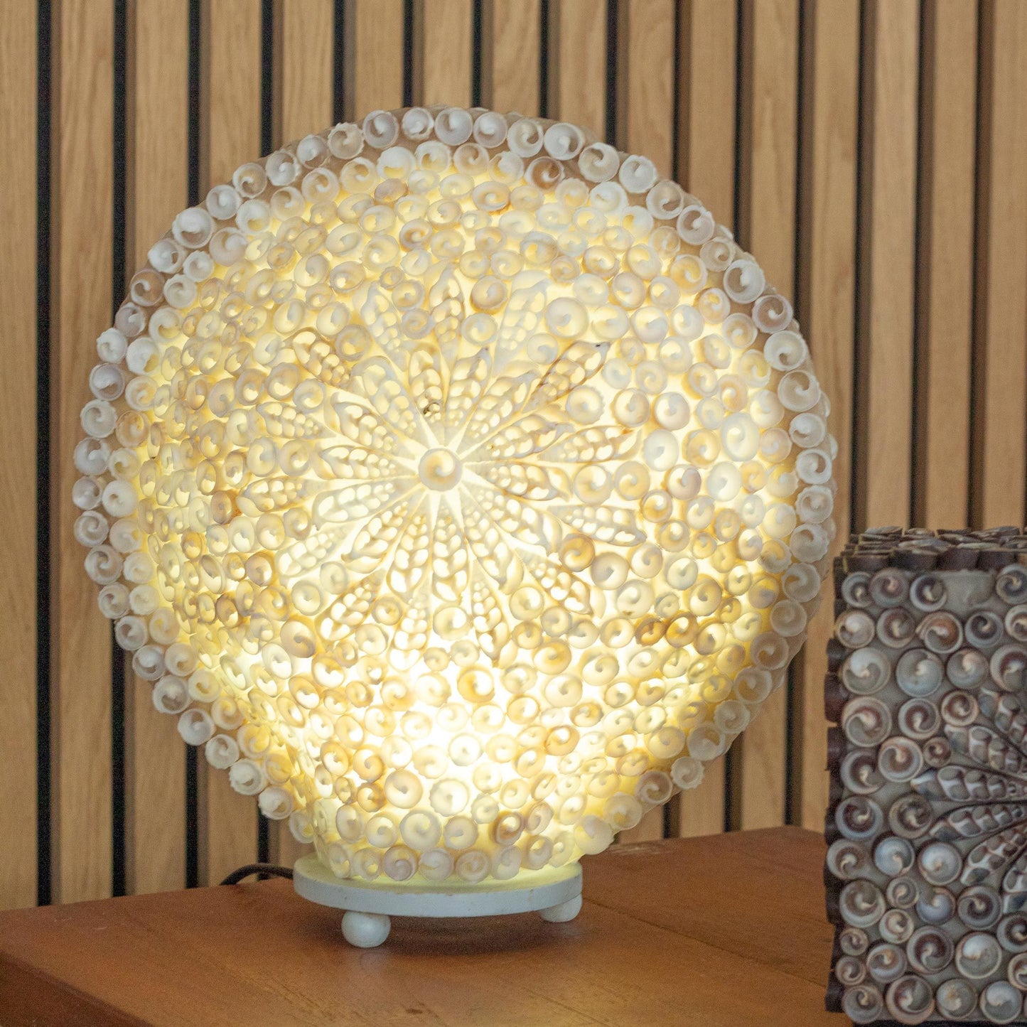 Lámpara Boho de Conchas Marinas - Concha Redonda Grande - 30 cm