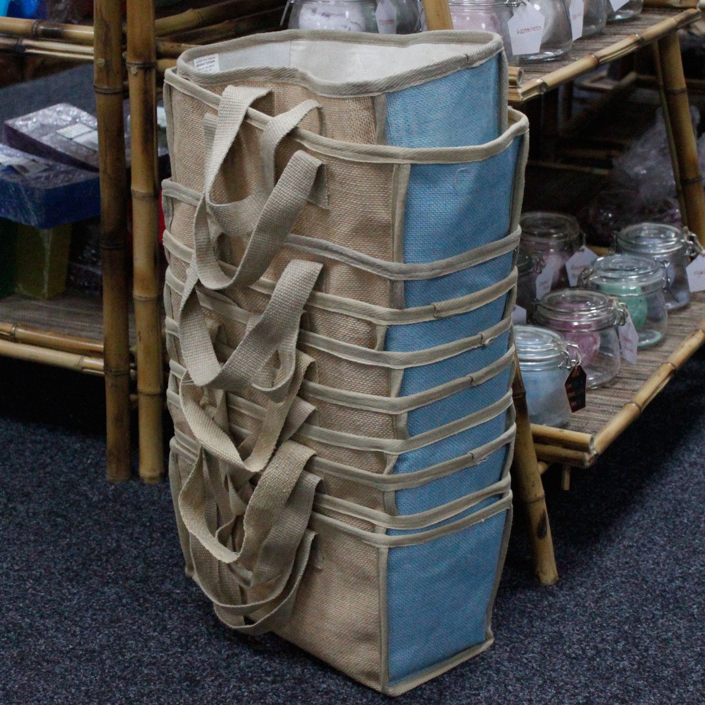 Cesta grande de yute - 33x18x20cm - Azul