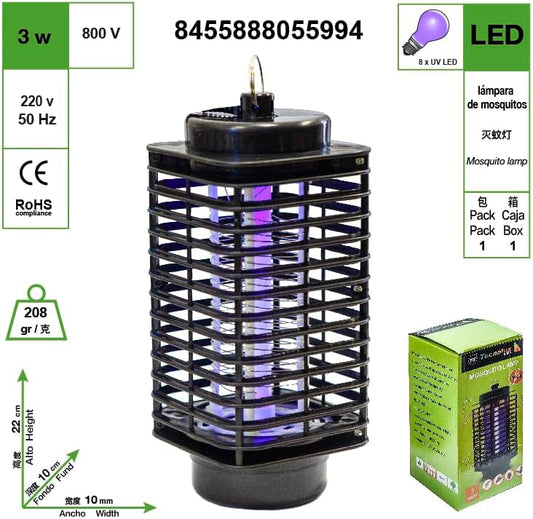 Lámpara Repelente de Mosquitos AMBE - Matamosquitos Eléctrico Recargable con Luz UV Portátil para Interiores y Exteriores 1U.