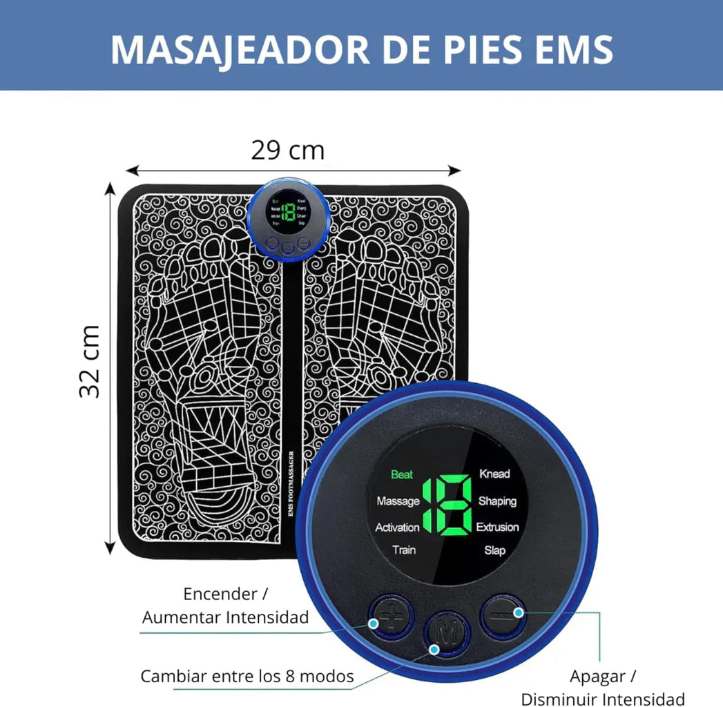 Massageador Elétrico de Pés EMS - Alívio Total com Estimulação Muscular Elétrica