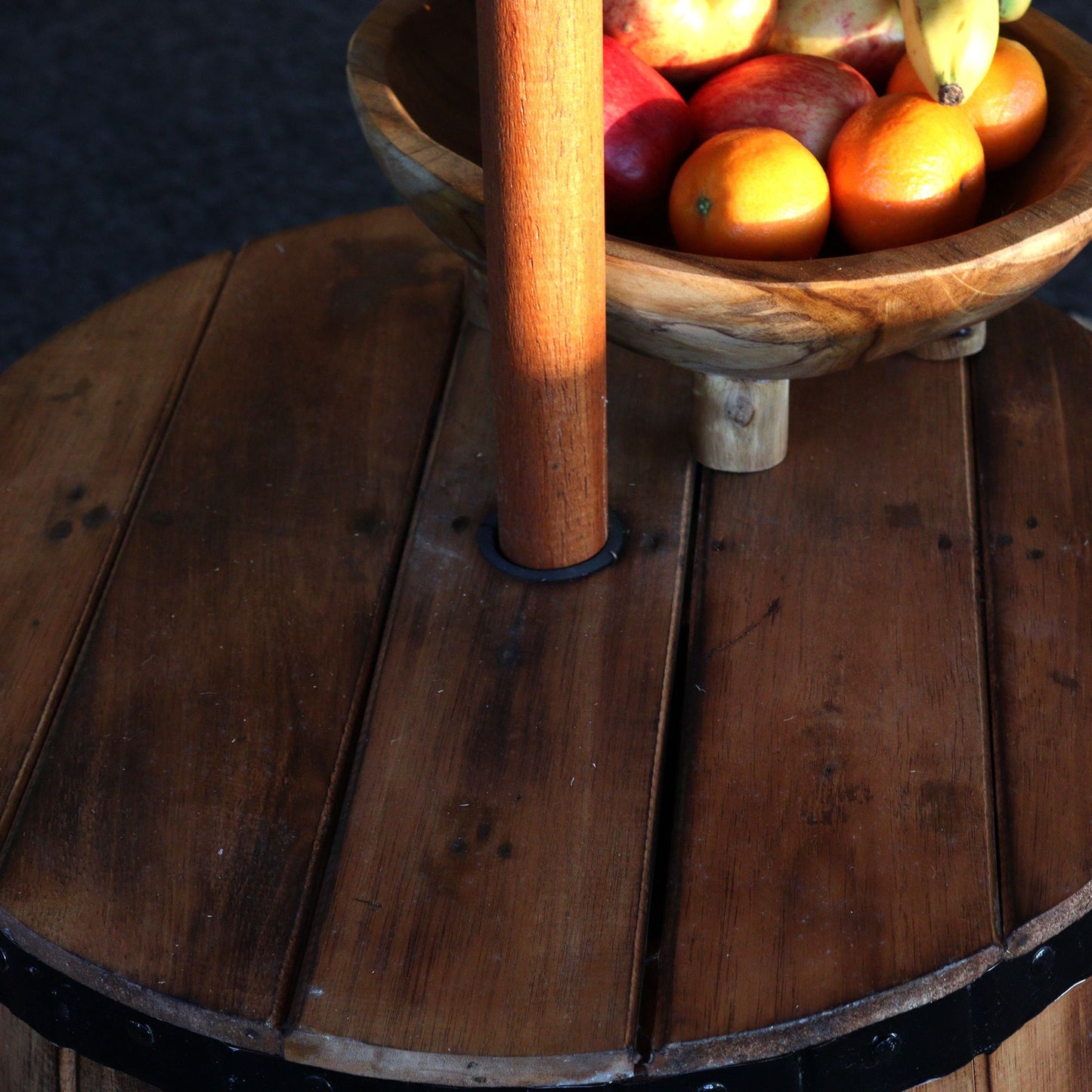 Mesa de barril de cerveza y soporte para sombrilla - Natural