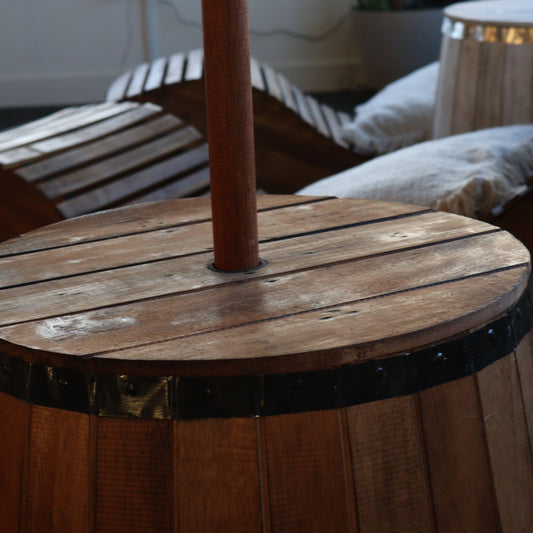 Mesa de barril de cerveza y soporte para sombrilla - Natural