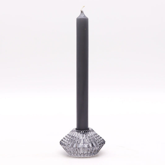 Portavelas reversible con diseño de flor para cena / vela de té - Gris medianoche