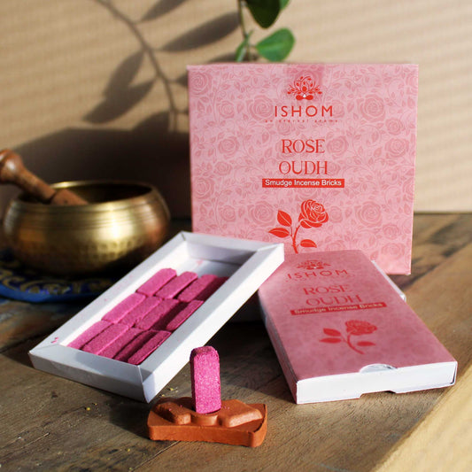 Paquete de 15 ladrillos y quemador de incienso natural - Rose Wood