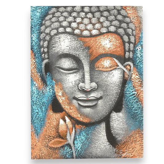 Pintura de Buda - Flor de plata y oro rosa