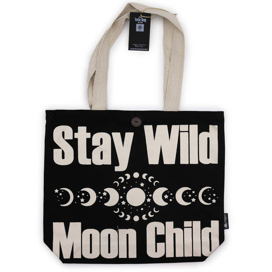 Bolso Básico Icónico - Mantente salvaje, niño con ánimo - Negro natural 10 oz (36 x 43 x 10 cm)