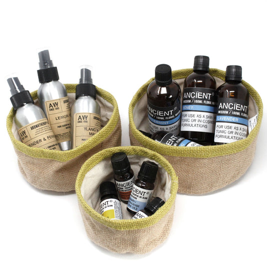 Conjunto de 3 cestas de yute natural - Oliva