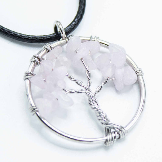 Colgante Árbol de la Vida - Cuarzo Rosa