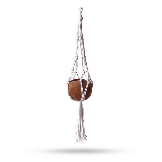 Macramé Porta Maceta Gota Pequeña - Natural - 75cm